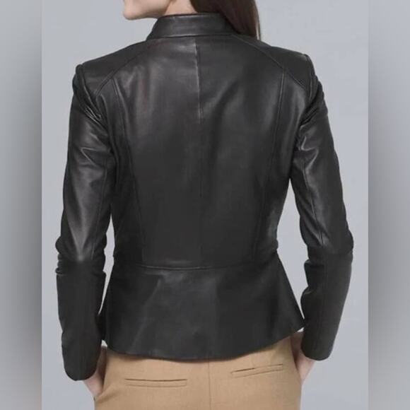 White House black leather jacket with gold studs size large - Picture 9 of 9
